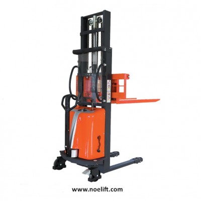 battery operated 4 wheel electric reach truck forklift truck 1 ton semi-electric pallet stacker